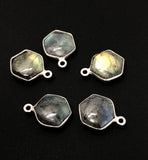 Labradorite Gemstone Charms, Sterling Silver Briolette Charms , Jewelry Making Supplies, 17x12.5mm