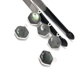Labradorite Gemstone Charms, Sterling Silver Briolette Charms , Jewelry Making Supplies, 17x12.5mm