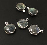 Labradorite Gemstone Charms, Sterling Silver Briolette Charms , Jewelry Making Supplies, 17x12.5mm