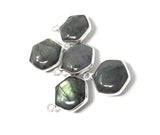 Labradorite Gemstone Charms, Sterling Silver Briolette Charms , Jewelry Making Supplies, 17x12.5mm