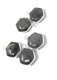 Labradorite Gemstone Charms, Sterling Silver Briolette Charms , Jewelry Making Supplies, 17x12.5mm