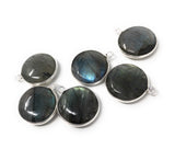 Labradorite Gemstone Charms, Sterling Silver Briolette Charms , Wholesale Jewelry Findings, Jewelry Making, Jewelry Supplies, 19.5x16mm