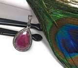 Sterling Silver Pink Sapphire Diamond Pendant, Gemstone Pendant, Pave Diamond Pendant, Natural Sapphire Gemstone Jewelry, Gifts for Her