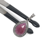 Sterling Silver Pink Sapphire Diamond Pendant, Gemstone Pendant, Pave Diamond Pendant, Natural Sapphire Gemstone Jewelry, Gifts for Her