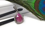 Pink Sapphire Crystal Pendant, Silver Diamond Gemstone Pendant, Holistic Meditation Jewelry, Heart Chakra Healing Pendant, Spiritual Jewelry