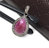 Pink Sapphire Crystal Pendant, Silver Diamond Gemstone Pendant, Holistic Meditation Jewelry, Heart Chakra Healing Pendant, Spiritual Jewelry