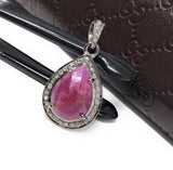 Pink Sapphire Crystal Pendant, Silver Diamond Gemstone Pendant, Holistic Meditation Jewelry, Heart Chakra Healing Pendant, Spiritual Jewelry