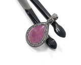 Sterling Silver Pink Sapphire Diamond Pendant, Gemstone Pendant, Pave Diamond Pendant, Natural Sapphire Gemstone Jewelry, Gifts for Her