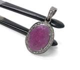 Pink Sapphire Gemstone Pendant, Silver Diamond Pendant, Heart Chakra September Birthstone Jewelry, Spiritual Healing Crystal Jewelry Gifts