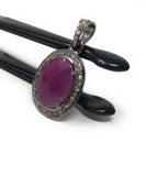 Pink Sapphire Gemstone Pendant, Sterling Silver Pave Diamond Pendant, Spiritual Healing Crystal Jewelry, Heart Chakra Jewelry Gifts for Her