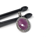 Pink Sapphire Gemstone Pendant, Sterling Silver Pave Diamond Pendant, Spiritual Healing Crystal Jewelry, Heart Chakra Jewelry Gifts for Her