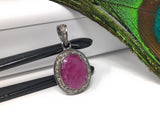 Pink Sapphire Diamond Pendant, Silver Jewelry, Healing Crystal Gemstone Pendant, Spiritual Jewelry, Meditation September Birthstone Jewelry