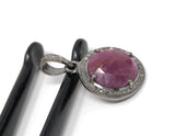 Sterling Silver Pink Sapphire Diamond Pendant, Gemstone Pendant, Pave Diamond Pendant, Natural Sapphire Gemstone Jewelry, Gifts for Her