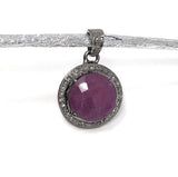 Sterling Silver Pink Sapphire Diamond Pendant, Gemstone Pendant, Pave Diamond Pendant, Natural Sapphire Gemstone Jewelry, Gifts for Her