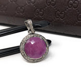 Sterling Silver Pink Sapphire Diamond Pendant, Gemstone Pendant, Pave Diamond Pendant, Natural Sapphire Gemstone Jewelry, Gifts for Her