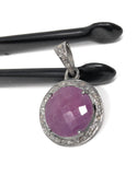 Sterling Silver Pink Sapphire Diamond Pendant, Gemstone Pendant, Pave Diamond Pendant, Natural Sapphire Gemstone Jewelry, Gifts for Her