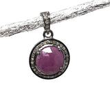 Sterling Silver Pink Sapphire Diamond Pendant, Gemstone Pendant, Pave Diamond Pendant, Natural Sapphire Gemstone Jewelry, Gifts for Her