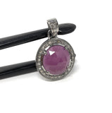 Sterling Silver Pink Sapphire Diamond Pendant, Gemstone Pendant, Pave Diamond Pendant, Natural Sapphire Gemstone Jewelry, Gifts for Her