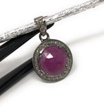 Sterling Silver Pink Sapphire Diamond Pendant, Gemstone Pendant, Pave Diamond Pendant, Natural Sapphire Gemstone Jewelry, Gifts for Her