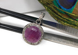 Sterling Silver Pink Sapphire Diamond Pendant, Gemstone Pendant, Pave Diamond Pendant, Natural Sapphire Gemstone Jewelry, Gifts for Her