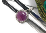 Sterling Silver Pink Sapphire Diamond Pendant, Gemstone Pendant, Pave Diamond Pendant, Natural Sapphire Gemstone Jewelry, Gifts for Her