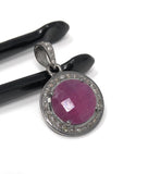 Sterling Silver Pink Sapphire Diamond Pendant, Gemstone Pendant, Pave Diamond Pendant, Natural Sapphire Gemstone Jewelry, Gifts for Her