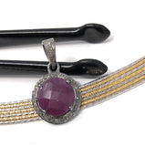 Sterling Silver Pink Sapphire Diamond Pendant, Gemstone Pendant, Pave Diamond Pendant, Natural Sapphire Gemstone Jewelry, Gifts for Her