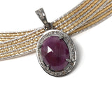 Pink Sapphire Diamond Pendant, Sterling Silver Gemstone Pendant, Spiritual Jewelry, Chakra Healing Crystal Pendant, September Birthstone