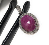 Pink Sapphire Diamond Pendant, Spiritual Crystal September Birthstone Jewelry, Heart Chakra Healing Gemstone Pendant, Handmade Gifts for Her