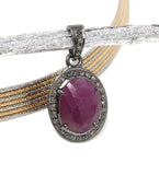 Pink Sapphire Diamond Pendant, Spiritual Crystal September Birthstone Jewelry, Heart Chakra Healing Gemstone Pendant, Handmade Gifts for Her