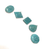 5Pcs Amazonite Gemstone Charms, Sterling Silver Charms, Natural Peruvian Amazonite Charms , DIY Jewelry Making Supplies