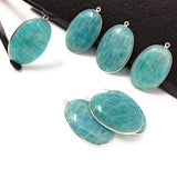 Sterling Silver Amazonite Gemstone Charms, Natural Gemstone Charms Jewelry Supplies for DIY Jewelry Making, Wholesale Large Charms, 1 Pc