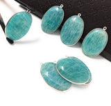 Sterling Silver Amazonite Gemstone Charms, Natural Gemstone Charms Jewelry Supplies for DIY Jewelry Making, Wholesale Large Charms, 1 Pc