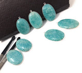 Sterling Silver Amazonite Gemstone Charms, Natural Gemstone Charms Jewelry Supplies for DIY Jewelry Making, Wholesale Large Charms, 1 Pc