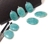 Sterling Silver Amazonite Gemstone Charms, Natural Gemstone Charms Jewelry Supplies for DIY Jewelry Making, Wholesale Large Charms, 1 Pc