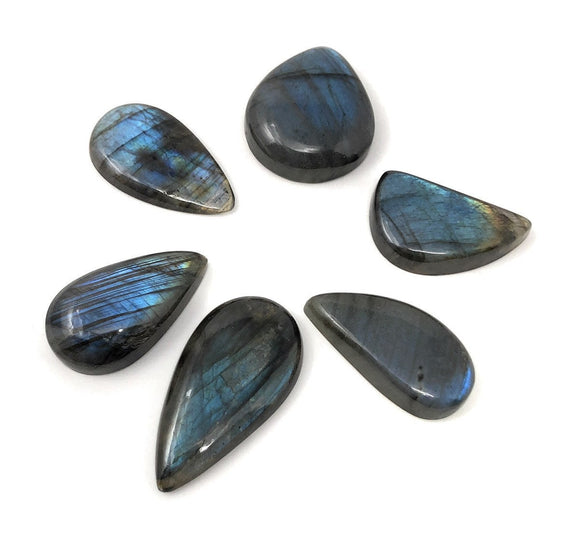 Wholesale 7 Pcs Labradorite Cabochon, Natural Gemstone Labradorite Cabochon, Wire Wrapping Jewelry Supplies, 24mm-35mm