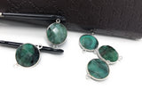 Natural Emerald Gemstone Connector, Sterling Silver Connectors, Wholesale Jewelry Findings for Jewelry Making, Jewelry Supplies, 22x16mm