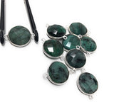 Natural Emerald Gemstone Connector, Sterling Silver Connectors, Wholesale Jewelry Findings for Jewelry Making, Jewelry Supplies, 22x16mm