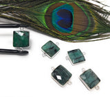 Natural Emerald Gemstone Connector, Sterling Silver Connectors, Wholesale Jewelry Findings for Jewelry Making, Jewelry Supplies, 22mmx14.5mm
