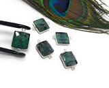 Natural Emerald Gemstone Connector, Sterling Silver Connectors, Wholesale Jewelry Findings for Jewelry Making, Jewelry Supplies, 22mmx14.5mm