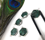 Natural Emerald Gemstone Connector, Sterling Silver Connectors, Wholesale Jewelry Findings for Jewelry Making, Jewelry Supplies, 16.5mmx20mm