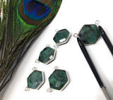 Natural Emerald Gemstone Connector, Sterling Silver Connectors, Wholesale Jewelry Findings for Jewelry Making, Jewelry Supplies, 16.5mmx20mm