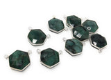 Natural Emerald Gemstone Connector, Sterling Silver Connectors, Wholesale Jewelry Findings for Jewelry Making, Jewelry Supplies, 16.5mmx20mm
