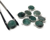 Natural Emerald Gemstone Connector, Sterling Silver Connectors, Wholesale Jewelry Findings for Jewelry Making, Jewelry Supplies, 16.5mmx16mm