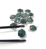 Natural Emerald Gemstone Connector, Sterling Silver Connectors, Wholesale Jewelry Findings for Jewelry Making, Jewelry Supplies, 19.5mmx12mm