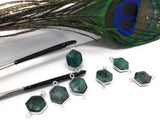 Natural Emerald Gemstone Connector, Sterling Silver Connectors, Wholesale Jewelry Findings for Jewelry Making, Jewelry Supplies, 19.5mmx12mm