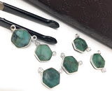 Natural Emerald Gemstone Connector, Sterling Silver Connectors, Wholesale Jewelry Findings for Jewelry Making, Jewelry Supplies, 13.5x17.5mm