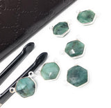 Natural Emerald Gemstone Connector, Sterling Silver Connectors, Wholesale Jewelry Findings for Jewelry Making, Jewelry Supplies, 13.5x17.5mm