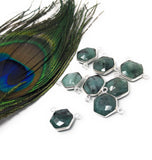 Natural Emerald Gemstone Connector, Sterling Silver Connectors, Wholesale Jewelry Findings for Jewelry Making, Jewelry Supplies, 13.5x17.5mm