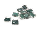 Natural Emerald Gemstone Connector, Sterling Silver Connectors, Wholesale Jewelry Findings for Jewelry Making, Jewelry Supplies, 14x13mm
